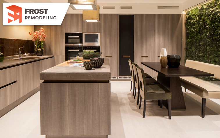 Contemporary kitchen with natural color scheme
