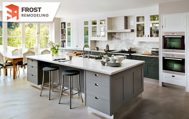 A kitchen extension with a dining area, showcasing a stylish design and functional layout.